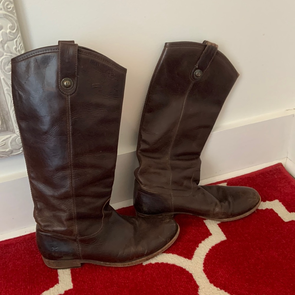 The Frye Company Knee High Brown Boots: Melissa Button